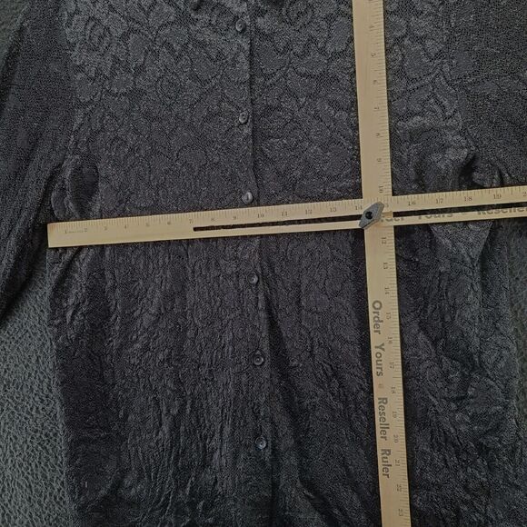 John Paul Richard Womans Button Up Black Size 2X Nylon Blend Long Sleeve Sheer - Picture 3 of 12